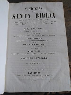 Imagen del vendedor de VINDICIAS DE LA SANTA BIBLIA contra los tiros de la incredulidad a la venta por Librera Pramo