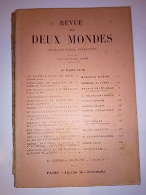 Bild des Verkufers fr Revue des deux mondes 1 Mars 1938 zum Verkauf von Dmons et Merveilles