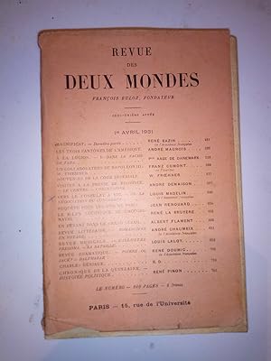 Bild des Verkufers fr Revue des deux mondes 1 Avril 1931 zum Verkauf von Dmons et Merveilles