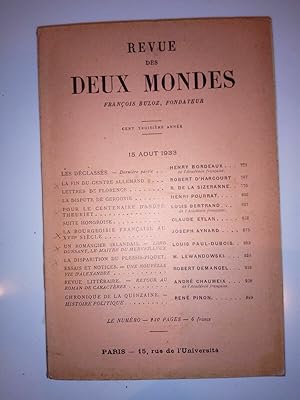 Bild des Verkufers fr Revue des deux mondes 15 Aot 1933 zum Verkauf von Dmons et Merveilles