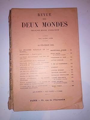 Bild des Verkufers fr Revue des deux mondes 15 Fvrier 1931 zum Verkauf von Dmons et Merveilles