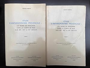 Seller image for Etude d'anthroponymie provenale Tome 1 et Tome 2 for sale by Dmons et Merveilles