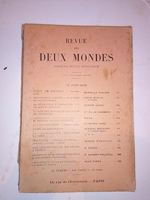 Bild des Verkufers fr Revue des deux mondes 15 Juin 1939 zum Verkauf von Dmons et Merveilles