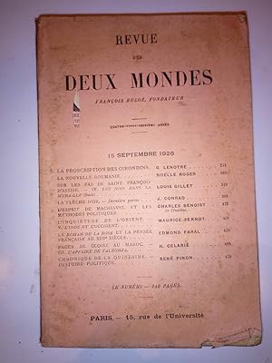 Bild des Verkufers fr Revue des deux mondes 15 Septembre 1926 zum Verkauf von Dmons et Merveilles