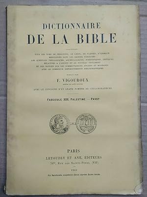 Vigouroux Dictionnaire de la bible Fascicule XXX Palestine pavot