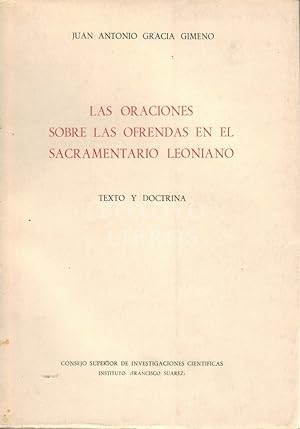 Seller image for Las oraciones sobre las ofrendas en el sacramentario leoniano. Texto y doctrin for sale by Boxoyo Libros S.L.