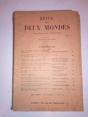 Bild des Verkufers fr Revue des deux mondes 15 Fvrier 1938 zum Verkauf von Dmons et Merveilles