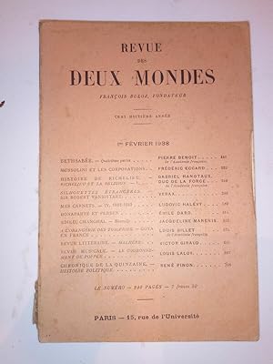 Bild des Verkufers fr Revue des deux mondes 1 Fvrier 1938 zum Verkauf von Dmons et Merveilles