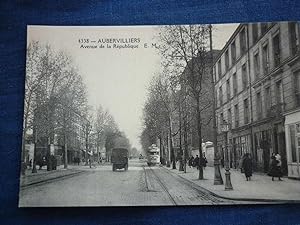 Carte Postale Aubervilliers Avenue de la République- Tramway- Malcuit Phot-Edit