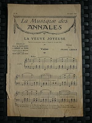 Bild des Verkufers fr partition La Musique des annales La veuve joyeuse Musique de zum Verkauf von Dmons et Merveilles