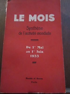 Le mois Synthèse de l'Activité mondiale du 1er mai au 1er juin 1933 Maulde