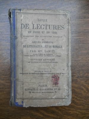 Seller image for Choix de lectures en prose et en verslibrairie Hachette et cie for sale by Dmons et Merveilles