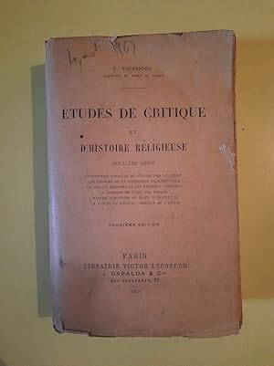 Seller image for Etudes de Critique et d'Histoire Religieuse Librairie Victor lecoffre for sale by Dmons et Merveilles