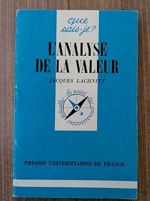 Seller image for L'Analyse de la valeur Jacques Lachnitt presses universitaires de France for sale by Dmons et Merveilles