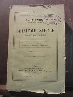 Imagen del vendedor de Seizime sicle Etudes litteraires Boivin a la venta por Dmons et Merveilles