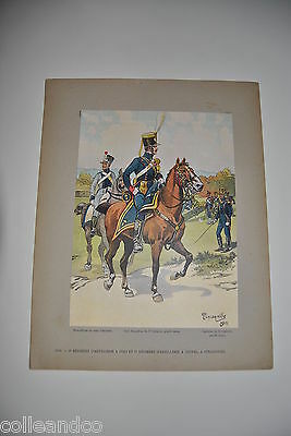 Grande gravure 1819 3 RA pied 5 RA cheval Strasbourg TANCONVILLE