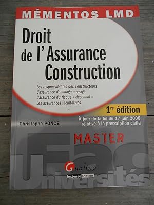 Image du vendeur pour Christophe ponce Droit de l'Assurance construction mis en vente par Dmons et Merveilles