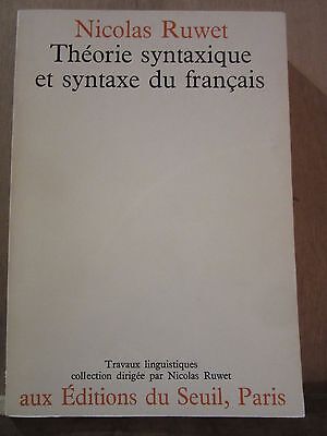 Imagen del vendedor de Thorie syntaxique et syntaxe du franaiseditions du seuil a la venta por Dmons et Merveilles