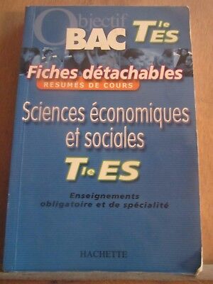 Bac Tle es Sciences économiques et sociales fiches détachables hachette