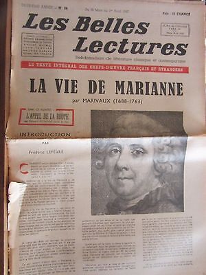 Imagen del vendedor de Les Belles Lectures n56 du 26 Mars au 1 Avril 1947 Marivaux la Vie de Marianne a la venta por Dmons et Merveilles