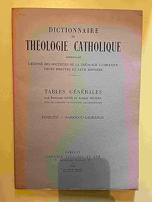 Dictionnaire de théologie catholique Tables générales 1958