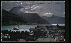 Bild des Verkufers fr Ansichtskarte Gmunden, Ortsansicht in einer Mondnacht zum Verkauf von Bartko-Reher