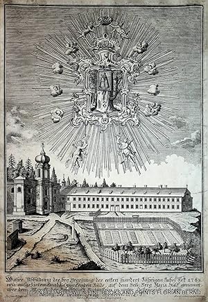 Gutenstein, Wallfahrtskirche Mariahilfberg Ansicht ca. 1768 Titel: Wahre Abbildung des bey Begehu...