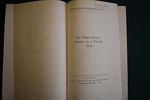 Imagen del vendedor de Sir Thomas Browne's letter to a friend: 1690. The Haslewood Reprints No.I. a la venta por Collinge & Clark