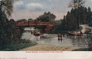 Image du vendeur pour wading postcard: Rustic Bridge, Washington Park, Chicago mis en vente par Mobyville