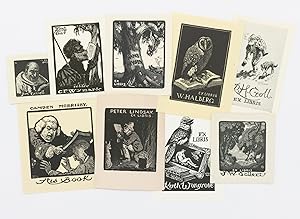 A group of nine bookplates by Lionel Lindsay