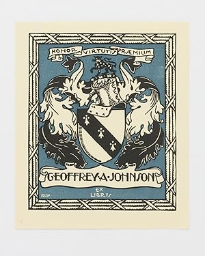 Seller image for A two-colour linocut armorial bookplate for Geoffrey A. Johnson for sale by Michael Treloar Booksellers ANZAAB/ILAB