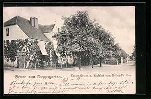Ansichtskarte Hoppegarten, Union-Gestüt und Einfahrt zum Kaiser-Pavillon