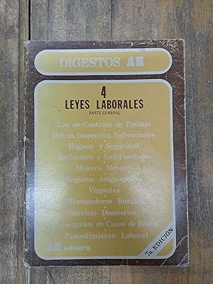 Imagen del vendedor de 4 Leyes laborales. Parte general a la venta por Libros nicos