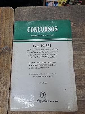 Immagine del venditore per Concursos comerciales y civiles, Ley 19551 venduto da Libros nicos