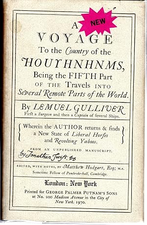 Seller image for A New Voyage to the Country of the Houyhnhnms - Being the Fifth Part of the Travels Into Several Remote Parts of the World for sale by Dorley House Books, Inc.