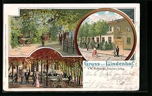 Bild des Verkufers fr Lithographie Hamburg-Harburg, Gasthaus Lindenhof W. Schmidt mit Garten zum Verkauf von Bartko-Reher