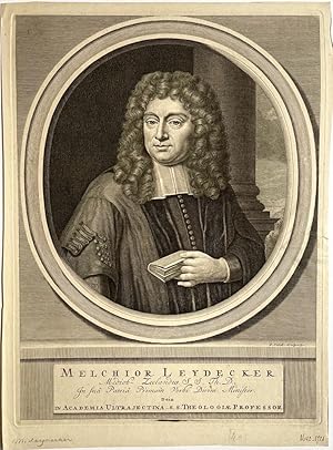 Antique portrait print I Melchior Leydecker, preacher in Renesse, published ca. 1690, 1 p.