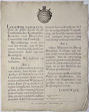 Publication 1809 | Lodewijk Napoleon, Koning van Holland, betreffende de Constitutionele Adel van...