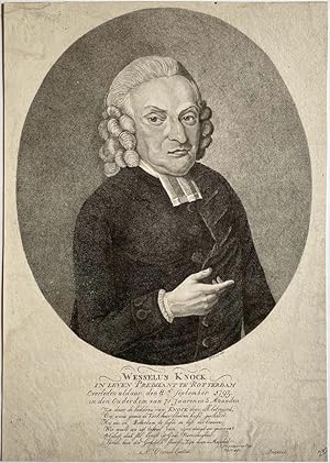 Antique portrait print I Portrait of preacher Wesselus Knock, published 1793, 1 p.