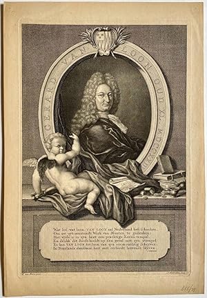 Antique portrait print | Numismatist and writer Gerard van Loon (1683-1758), published 1723, 1 p.
