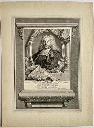 Antique portrait print I Theologian Taco Hajo van den Honert, published ca. 1736/55, state II/2, ...