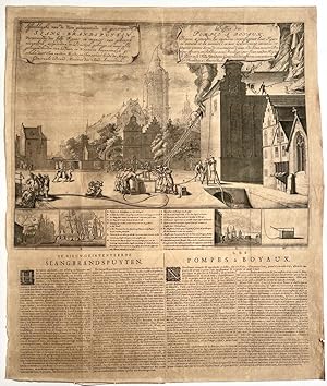 Antique print, fire I Toepassing van de nieuwe brandspuitslangen, published ca. 1677/1699, 1 p.