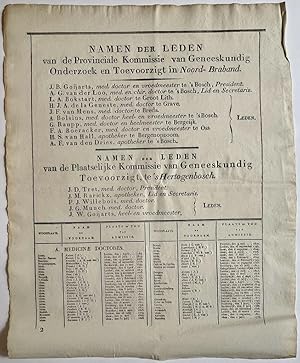 3 publications / Affiches Brabant ca 1827 | Namen der Leden van de Provinciale kommissie van Gene...