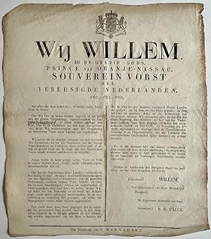 Publication / Affiche Dutch constitution ca 1814 | Publicatie. Wij Willem, vorst der Vereenigde N...