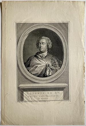 Bild des Verkufers fr Antique portrait print I Louis XV, king of France, published 1752, 1 p. zum Verkauf von Antiquariaat Arine van der Steur / ILAB