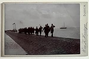 Photography ca 1900 I Photo of Prins Hendrik with people on the dyke in Dokkum, Frysia.