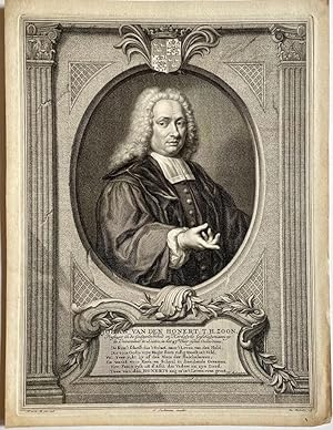 Antique portrait print I Theologian Johan van den Honert, published ca. 1750, 1 p.