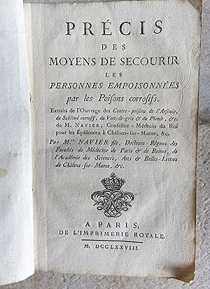 Imagen del vendedor de Prcis des Moyens de Secourir les Personnes empoisonnes par les Poisons corrosifs. a la venta por la petite boutique de bea