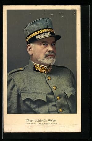 Ansichtskarte Oberstdivisionär Weber, Genie-Chef der eidg. Armee, Heerführer