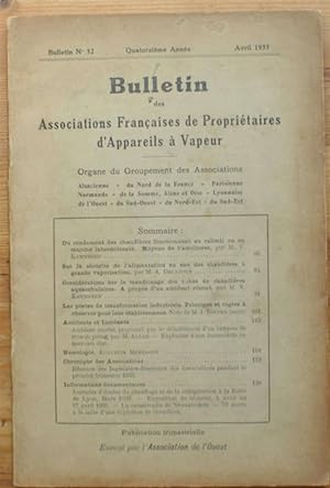 Image du vendeur pour Bulletin des associations franaises de propritaires d'appareils  vapeur - Numro 52 , avril 1933 mis en vente par Aberbroc